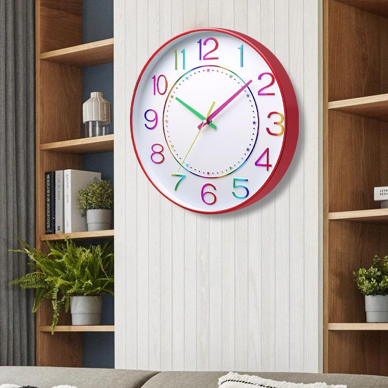 12 İnç 30CM Sessiz Duvar Saati, Yaratıcı ve Şık, Çocuk Odası Ev Oturma Odası Üç Boyutlu Dijital Minimalist Saat