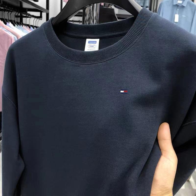 Genuine Tommy Men's Loose Fit Casual Hoodie - Long Sleeve, Plain Color, Stylish for Autumn