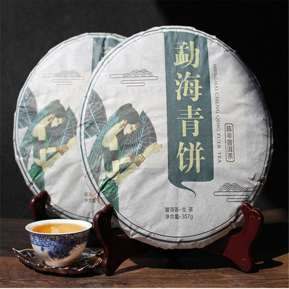 Bingdao Gamla Träd Pu-erh Te Kaka Yunnan Grön 357g