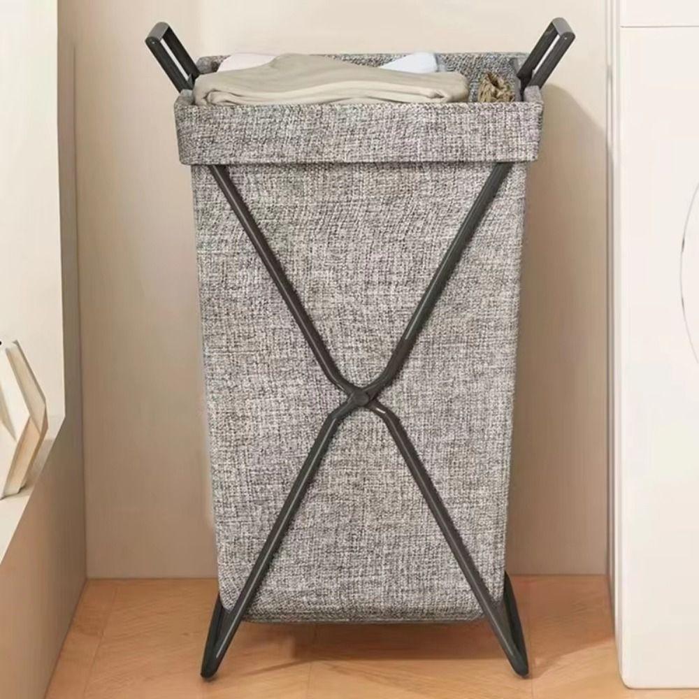 Large Capacity Dirty Clothes Basket Waterproof with Handle Folding Laundry Hamper Metal Frame Heighten Bottom