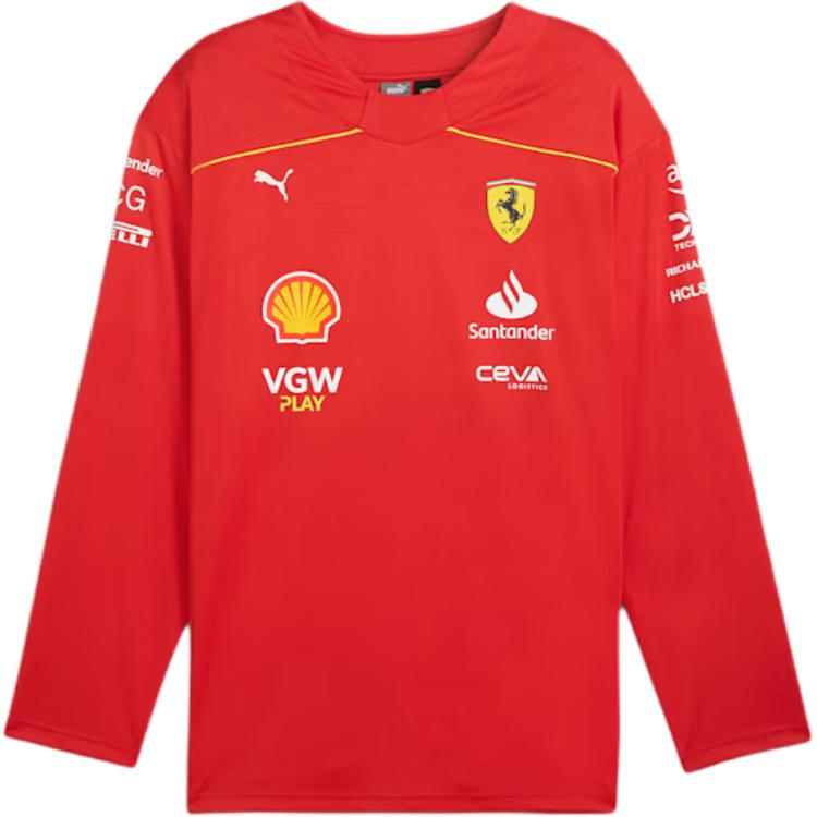 Puma Scuderia Ferrari Team Jersey Round Neck Comfortable Fashion Sportswear Men Jersey Crimson 763607-01