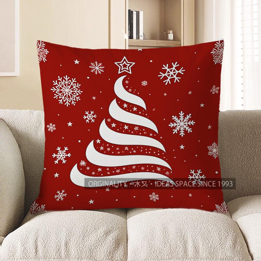 Home Decor Red Snowflake Pattern Decorative Throw Pillow Pattern Cushion Cover Suitable For Sofa Bedroom Car Pillow Cover