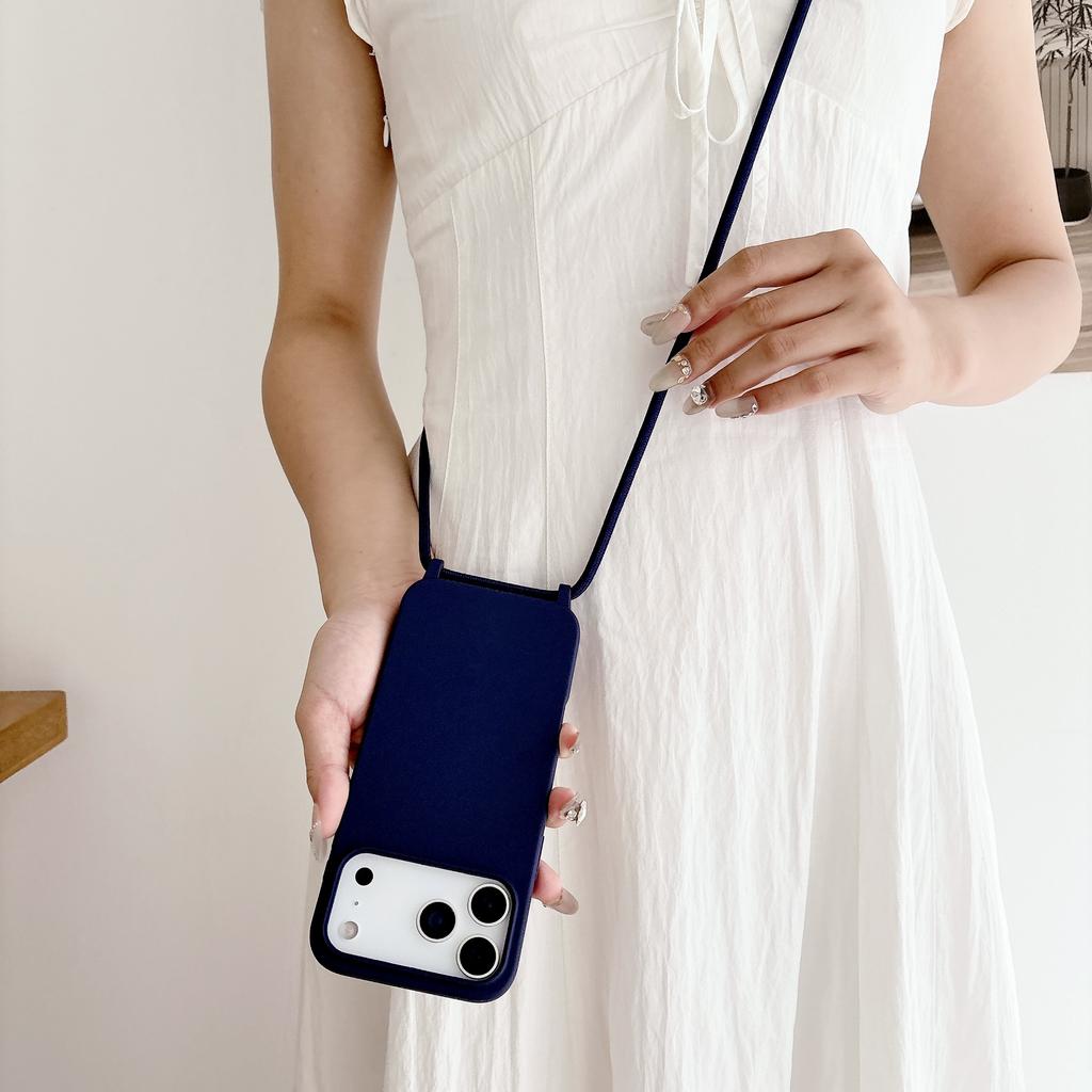 Crossbody Lanyard Liquid Silicone Case For iPhone 17 Air 17 16 15 14 13 12 11 Pro Max X XR Max 7 8 Plus Samsung S25 S24 23 Ultra Plus