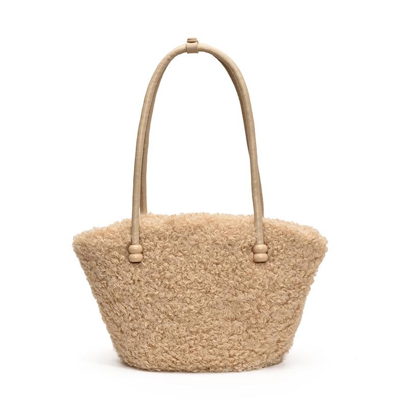 Handtas van nep lamswol in Koreaanse stijl - Pluizige niche design schouder- & okseltas voor herfst/winter
