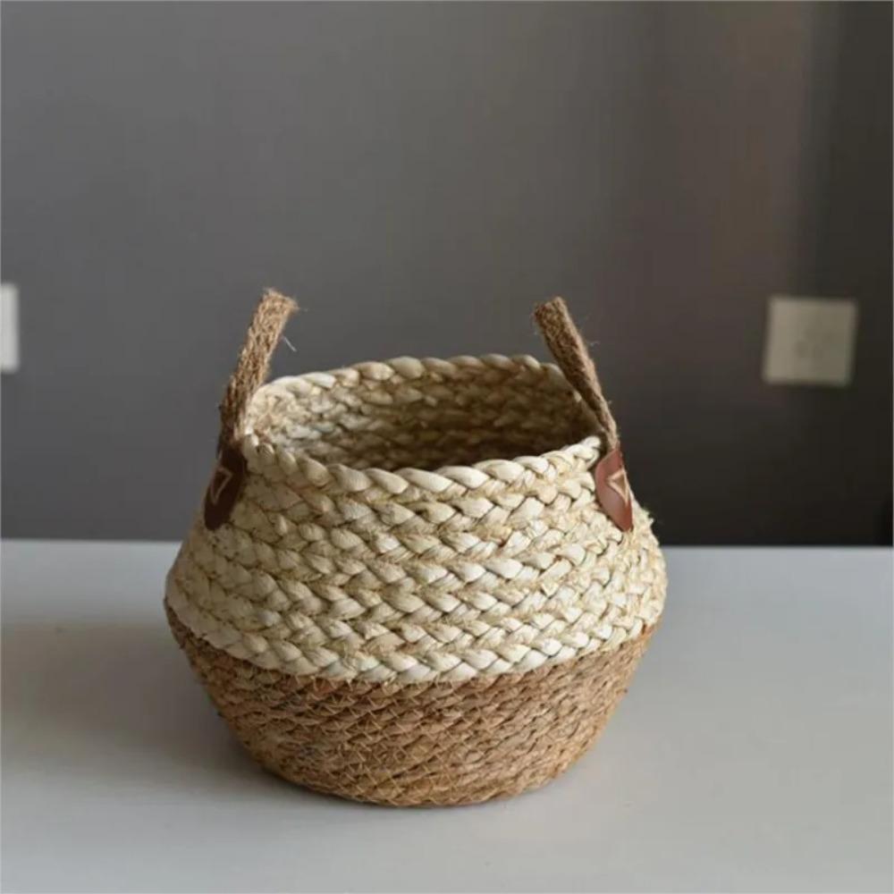 Bamboo Seagrass Storage Baskets Wicker Basket Plant Nordic Style Garden Flower Pot Laundry Basket Container Toy Holders