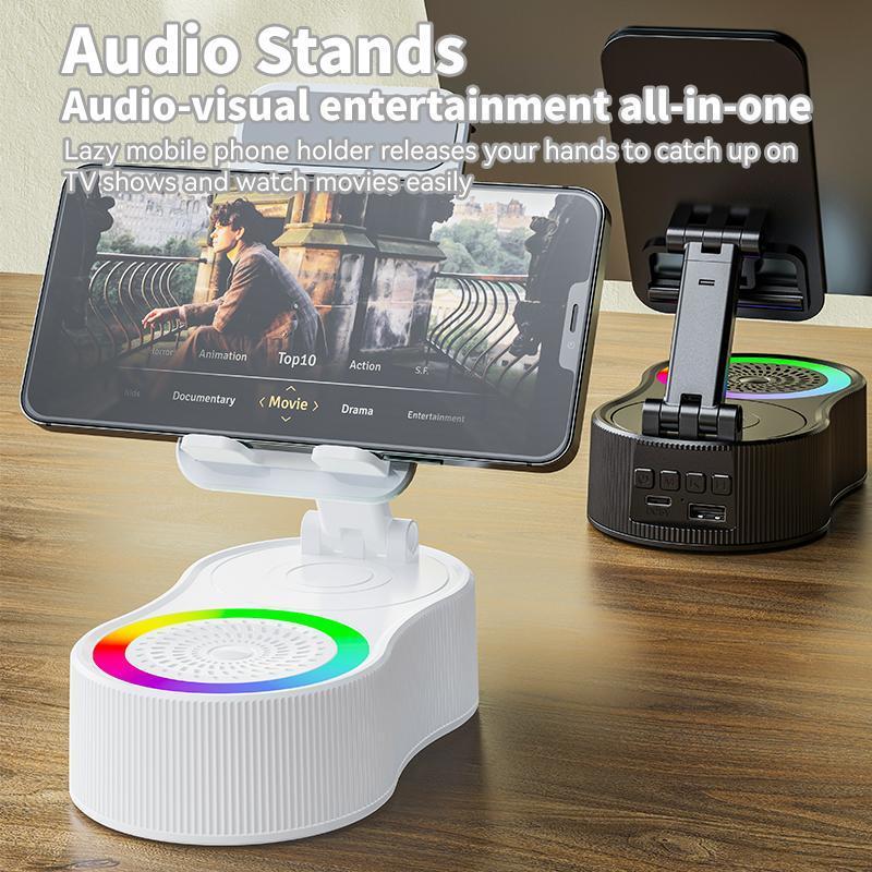 Cell Phone Holder With LEd Light Bluetooth Speaker Adjustable Tablet Bracket Support Portable Foldable Selescopic Stand Wireless Loudspeaker