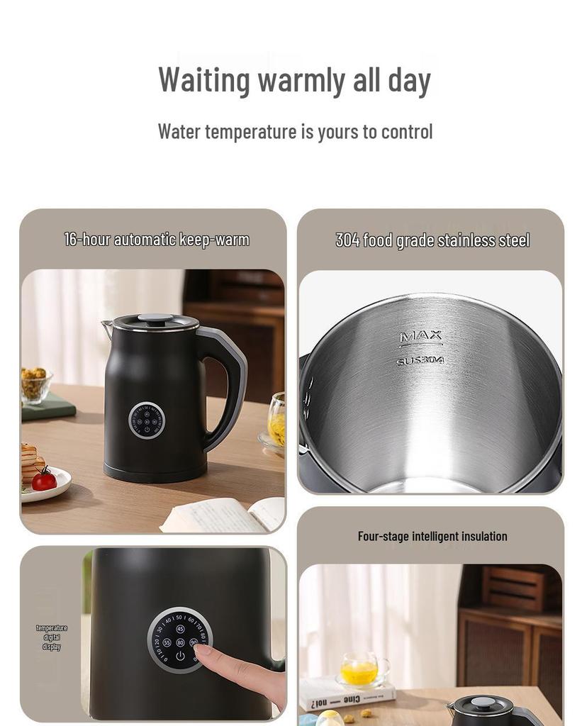 Electric Smart Kettle 1.2L - Multi-Standard (US, Japan, Europe, UK) for Office & Home Use