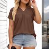 Damenmode Lässiges V-Ausschnitt Kurzarm Große Größe T-Shirt Top