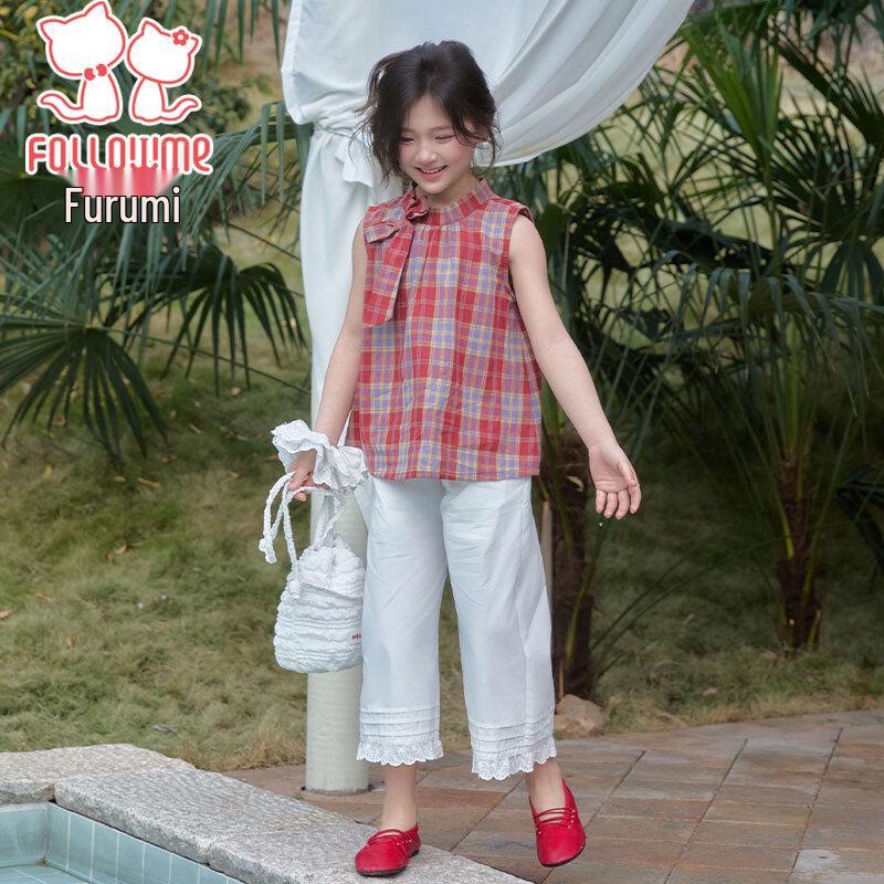 Girls' Retro Plaid Two-Piece Summer Outfit