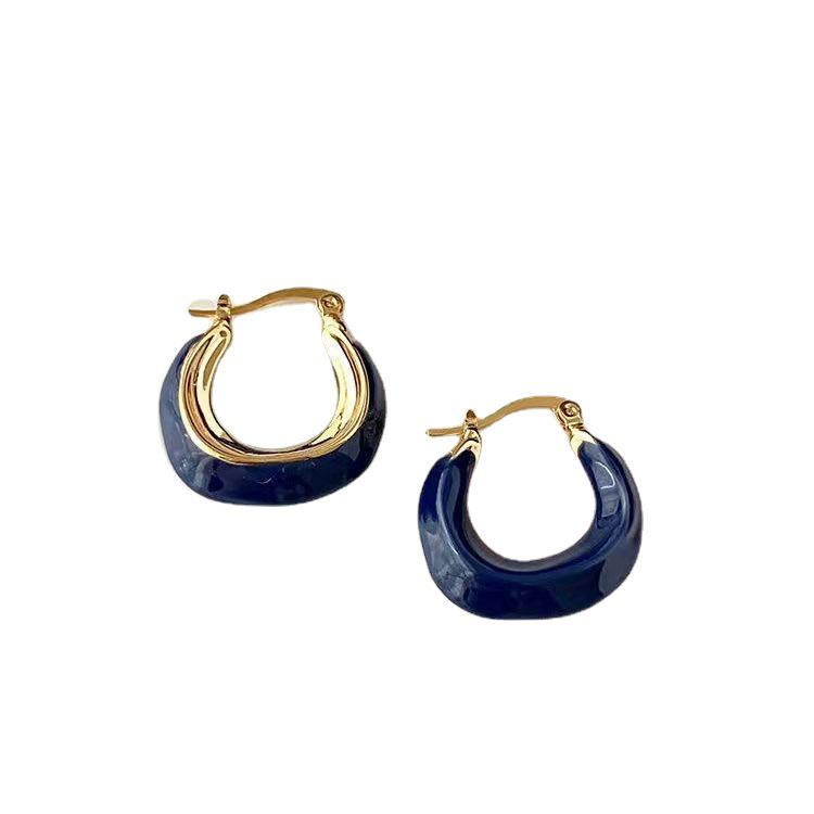 Xinqiao Minimalist Drip Glaze Irregular Circle Earrings for Women