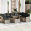 VidaXL Garden Lounge Set 9 Pcs with Light Grey Cushions Wicker 3326373