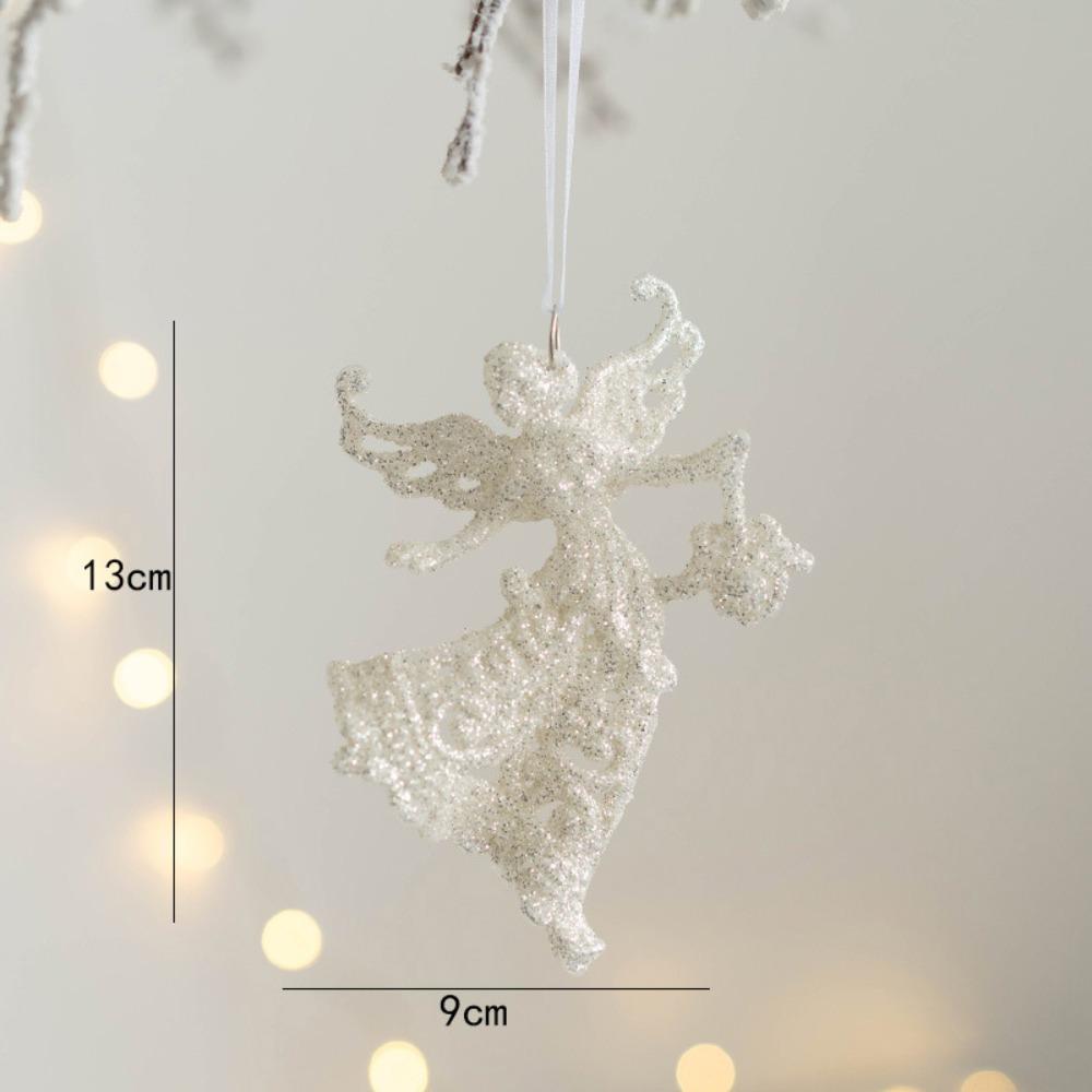 Glitter Angel Fairy Pendant Plastic Xmas Tree Hanging Ornaments DIY Xmas Home Decoration