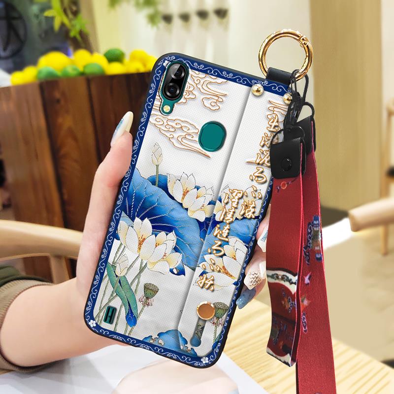 Soft case Silicone Phone Case For Blackview A60 Pro Waterproof Back Cover Kickstand Anti-knock Anti-dust Durable Lanyard
