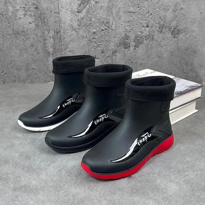 Herrenmode Kurzer Schaft Winter Outdoor Wärme Wasserdicht Rutschfest Regenstiefel Arbeitsschuhe Küche Angeln Wasserschuhe