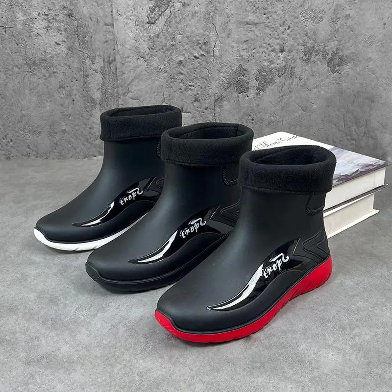 Men's  Short Tube Fashion Winter Outdoor Warmth Waterproof Anti Slip Rain Boots Work Shoes Kitchen Fishing Water Shoes