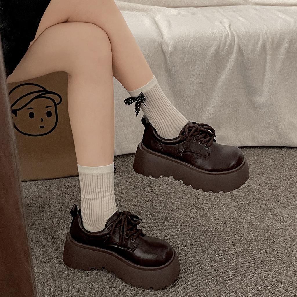 Black British Style Platform Small Leather Shoes Women's Autumn 2025 New Versatile Skirt Heightening Round Head Mary Jane Single Shoes