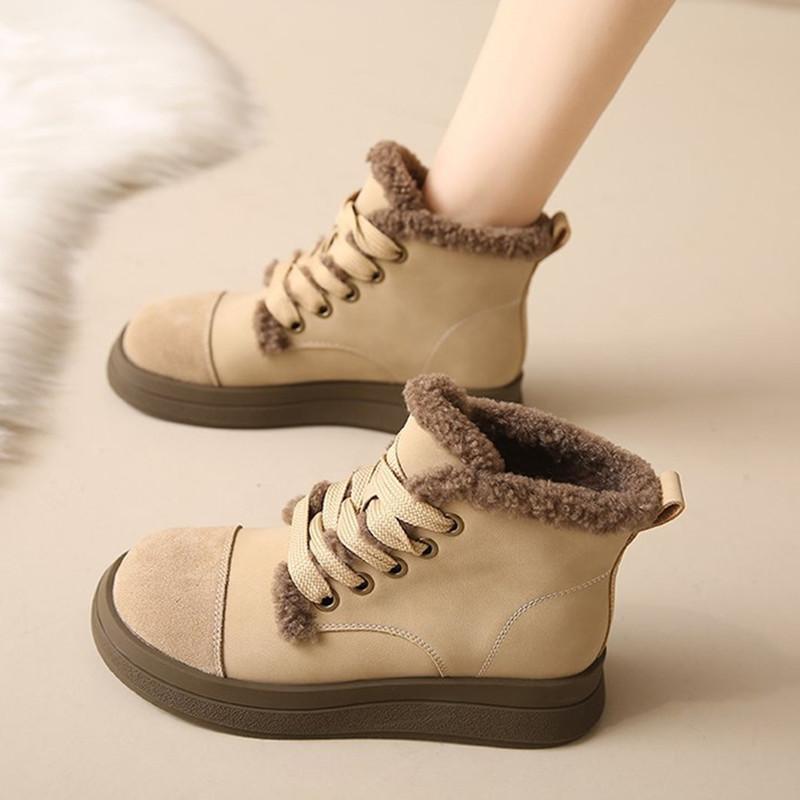 

Осенне-зимняя обувь. Женские зимние ботинки на бархатной теплой толстой подошве. 40 бежевый