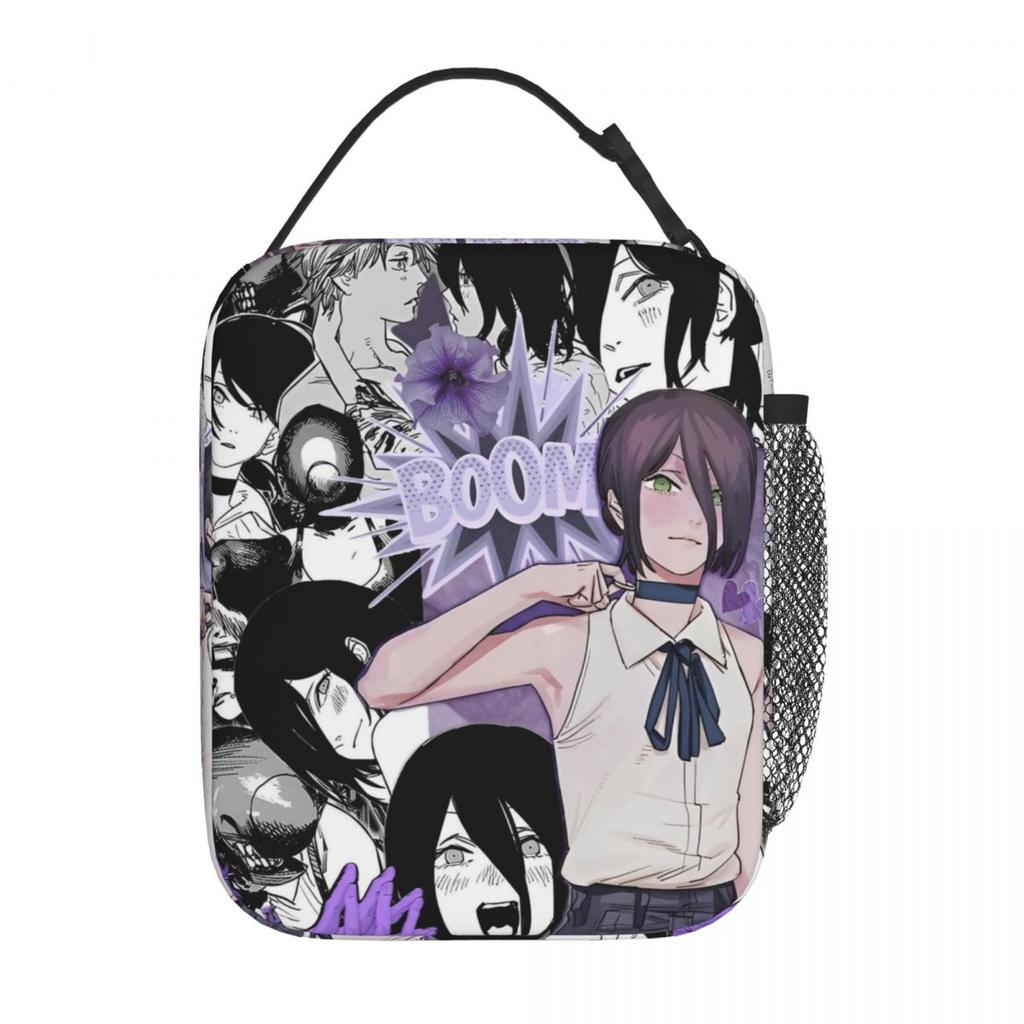 Chainsaw Man Reze Insulated Lunch Bag Portable Anime Manga Lunch Container Thermal Bag Tote Lunch Box College Food Handbags