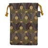 Senshishuin Nishijin Brocade Drawstring Bag (Lined) - Purple and Green Tortoiseshell Pine Design, Medium Size