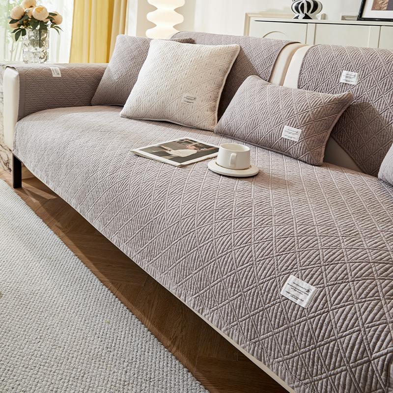 New Pure Cotton Sofa Cover Seat Cushion Plaid Striped Retro Style All-season Non-slip Sofa Cover Anti-wrinkle and Wear-resistant