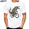 Vintage Shark Riding A Bicycle Vinyl T Shirt Summer Pattern Funny Tops Men S Short