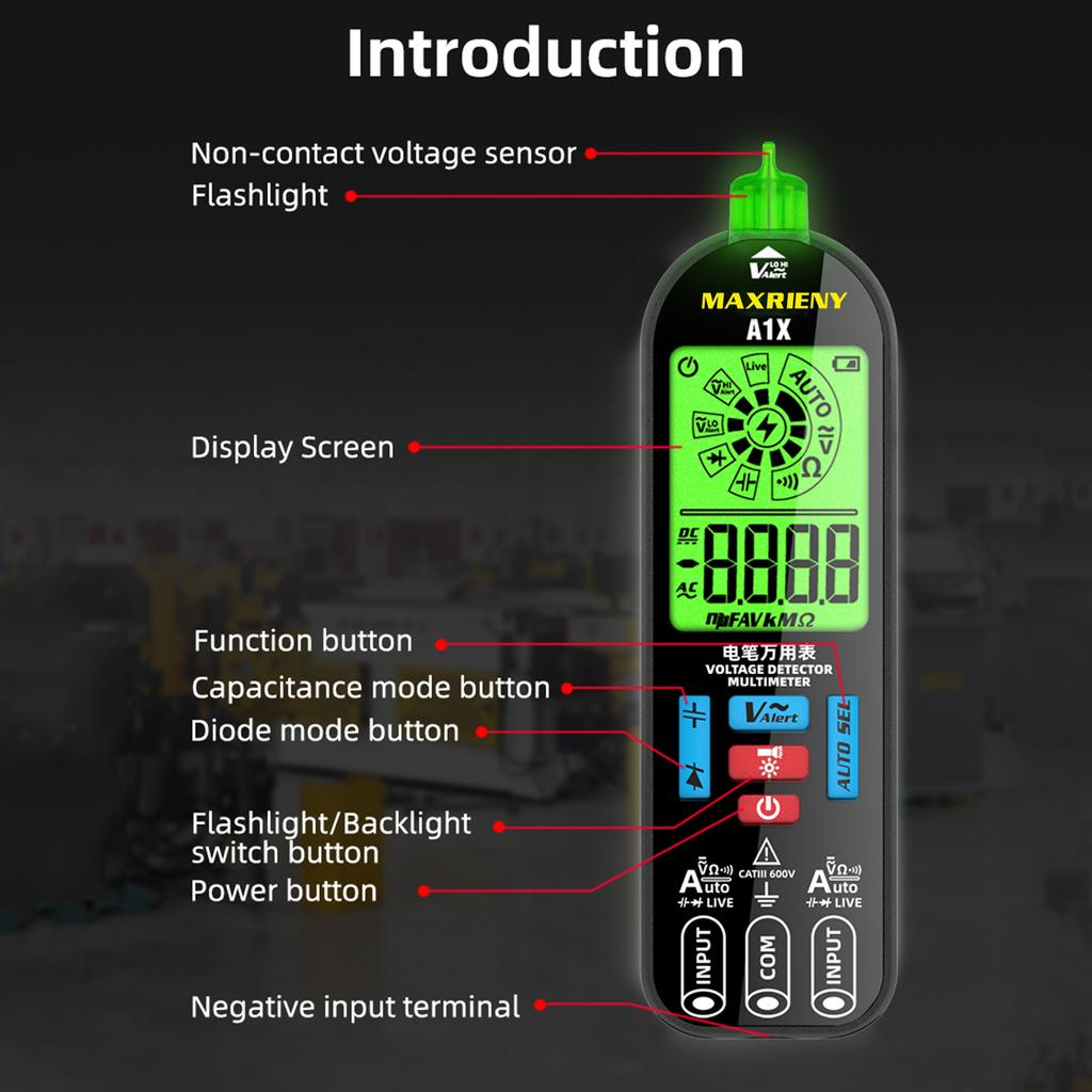 MAXRIENY Automatic AntiBurn Intelligent Digital Multimeter Fast Accurately Measures Voltage