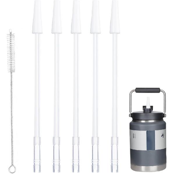 Straw Adapter Kit for Yeti Half Gallon Water Jug, Straw for Yeti 1/2 Gallon Water Jug, 5-Pack of Reusable BPA Free Straws, Includes Cleaning Brush,