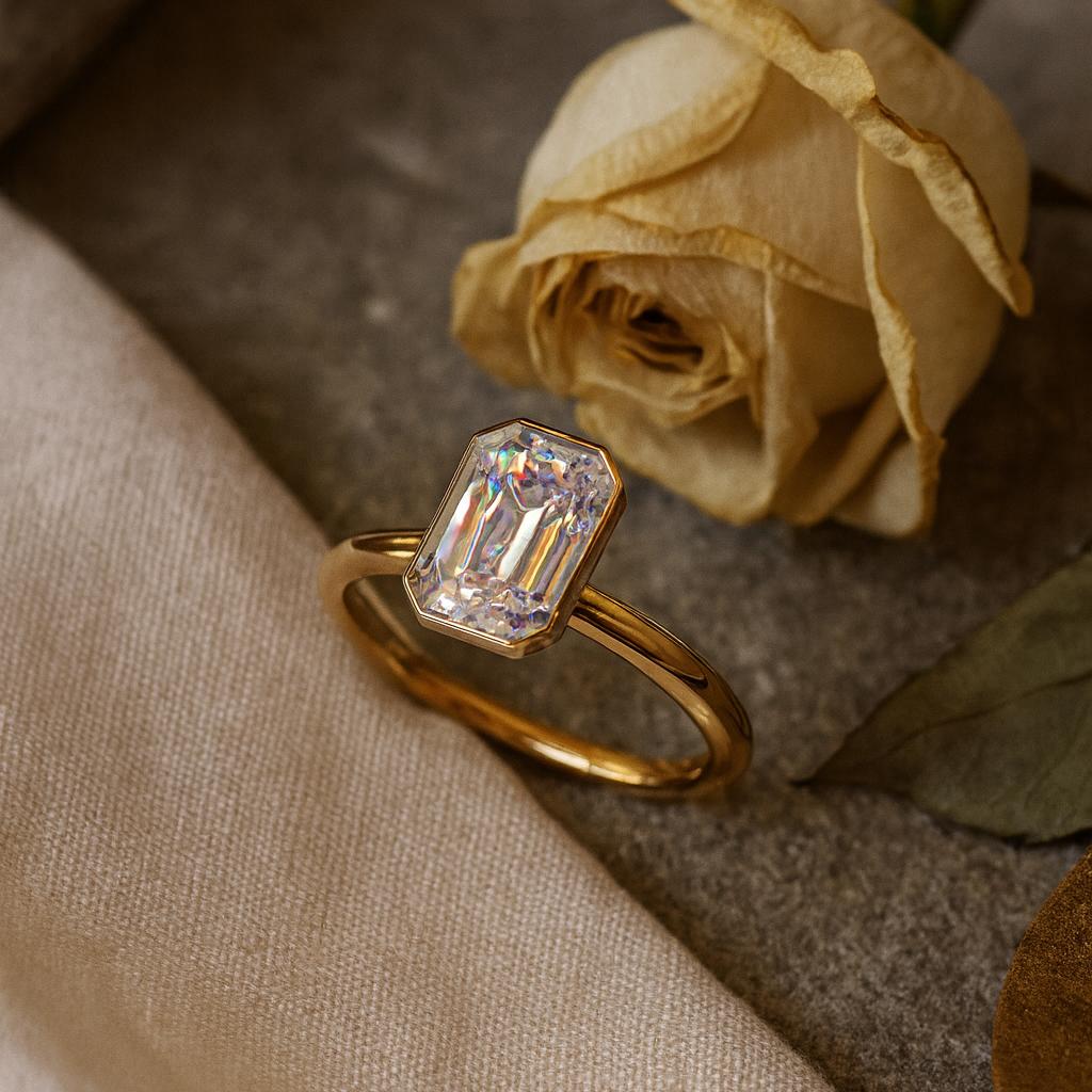 Single Gemstone Ring, solitaire statement ring, Bezel Set Gold Plated Ring, Minimalist git for her, Custom Made gif for her