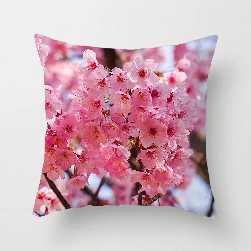 Cherry Blossom Rose Flower Throw Pillow Cover Sofa Decoration Bedside   Car Seat Cushion  Room Home