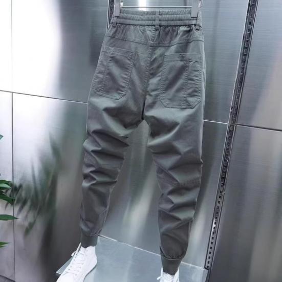 Pánské Cargo Kalhoty Volné Stahovací šňůrka na kotníky Pružný pas Jednobarevné Více kapes Fitness Streetwear Outdoor Cestování Sportovní kalhoty