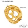 Qiong Yao 18K Gold-Plated Stainless Steel Hollow Statement Ring with Smooth Surface
