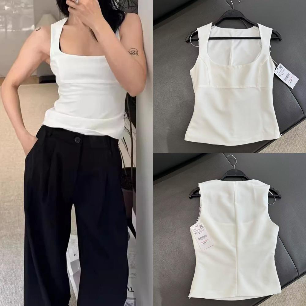 

Жилет, женский топ, лето 2024, новый шикарный тонкий топ без рукавов, элегантный топ на бретелях, модный уличный праздничный топ с джокером для студентов