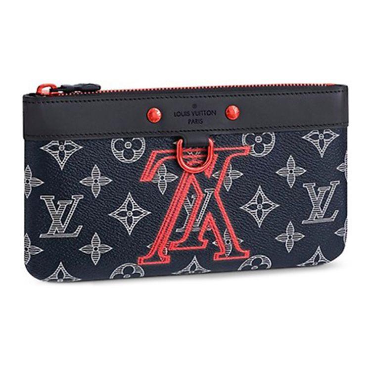

Louis Vuitton Upside Down Canvas Classic Monogram Avant-Garde Fashion Trendy Portable Clutch Men clutch Blue M62898 Basic Set (Bag+Dust Bag)