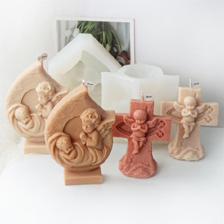 3D Fairy Candle Silicone Mold Cross Photo Frame Aromatherapy Plaster Soap Resin