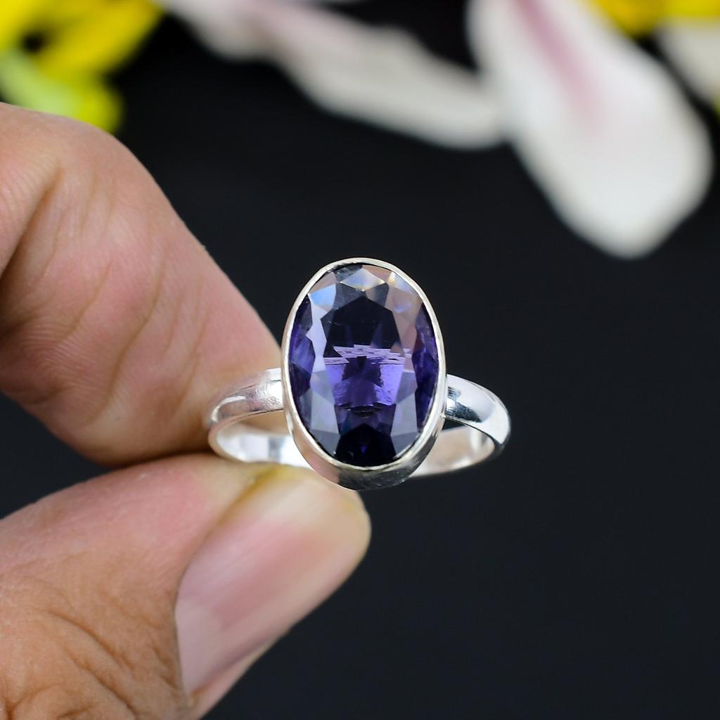 Amethyst Gemstone Handmade 925 Sterling Silver Jewelry Ring Size 6.5 KG-352