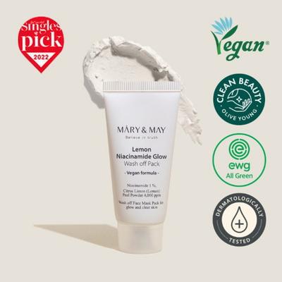 Marienmay Vegan Lemon Niacinamide Glow Wash-Off Pack 30g, 1 Pack, 1 Piece