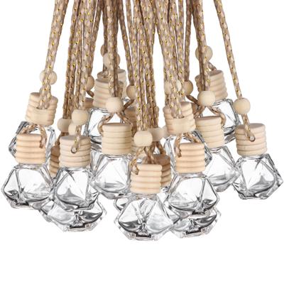 50Pcs 8ml Hanging Car Air Freshener Diffuser Empty Clear Glass Essential Diffuser Oil Aromatherapy Fragrance Perfume Pendant Gla