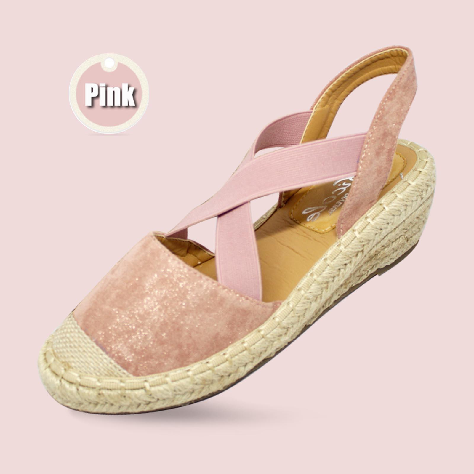 

Женские сандалии на танкетке с эластичным поясом и крестиком, пляжная обувь 37 розовый