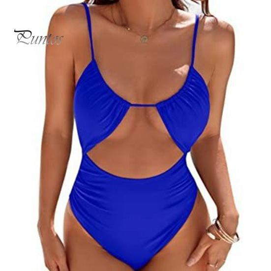 

Женский цельный купальник с высокой талией, монокини, однотонный, быстросохнущий, эластичный, пляжная одежда с накладкой на грудь XL синий