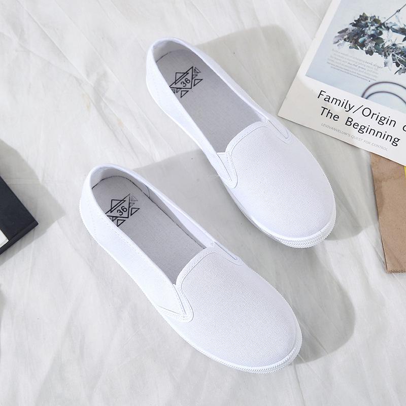 Fashion Plus Size 42 Women Sneakers Slip on Shoes Woman Flats Canvas Loafers Candy Color Casual Shoes Female White Shoes zapatos mujer