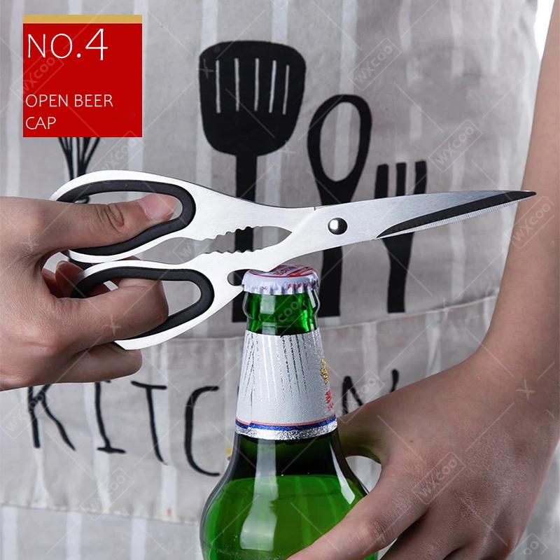 Multifunctional Stainless Steel Kitchen Scissors Sharp Food Roasting Scissor Household Powerful Chicken Bone Scissors