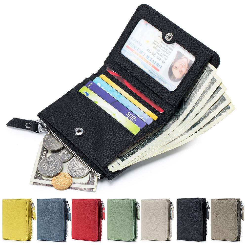 Japanese Style Genuine Leather Slim RFID Wallet for Women - Compact Zippered Coin Purse & Card Holder with Large Capacity (New Design)