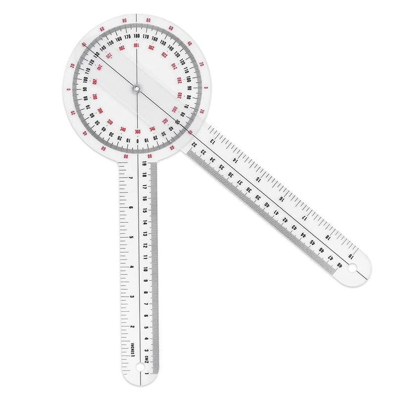 12 Zoll Goniometer, Transparente Orthopädische Winkelmesslineal Kunststoff-Goniometer 360 Grad Wirbelsäulen-Goniometer zur Körpervermessung