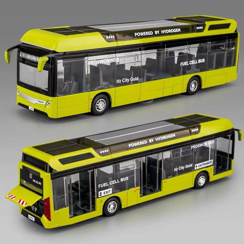 

Luxury New energy Electric Airport Business Bus Alloy Car Model Diecasts Metal Toy City Tour Bus Model Sound and Light Kids Gift жовтий