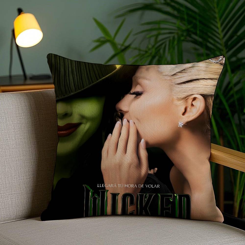 W-Wicked Part One Movie Pillow Case Home Dorm Chair Back Short Plush Double-Sided Printing Office Nap Time Cushion Cover