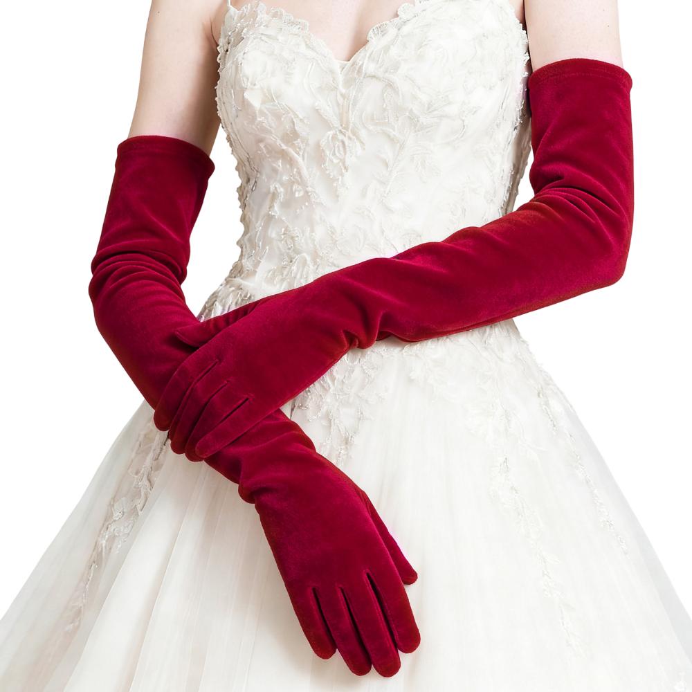 53cm Women's Fluffy Gloves Elegant Bride's Long Mittens Velvet Long Gloves  Dress-Up  Accessories