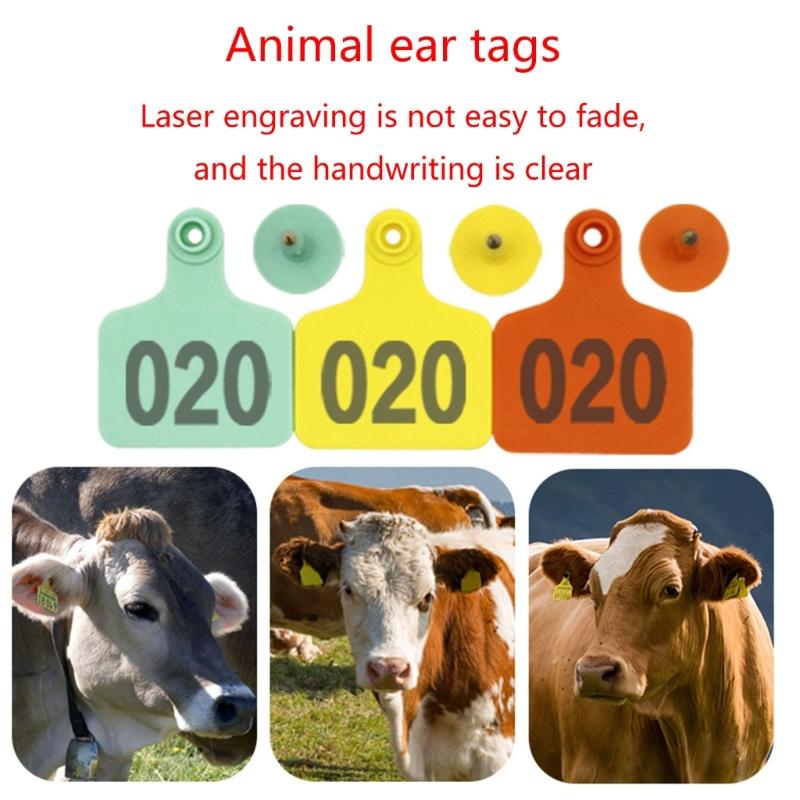 Livestock Eartags Number Label Sign 001-100 Cattle Ear Label Identification Eartags Pliers Sign Number for Farm Animals