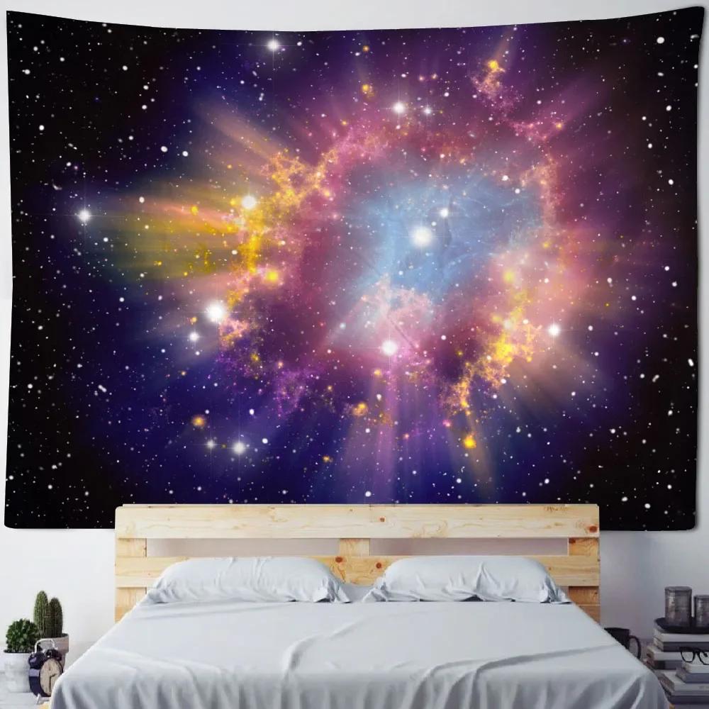 Starry Sky Universe Wall Hanging Tapestry Polyester Fabric Yoga Bed Sheet Beach Mat Living Room Bedroom Home Decoration