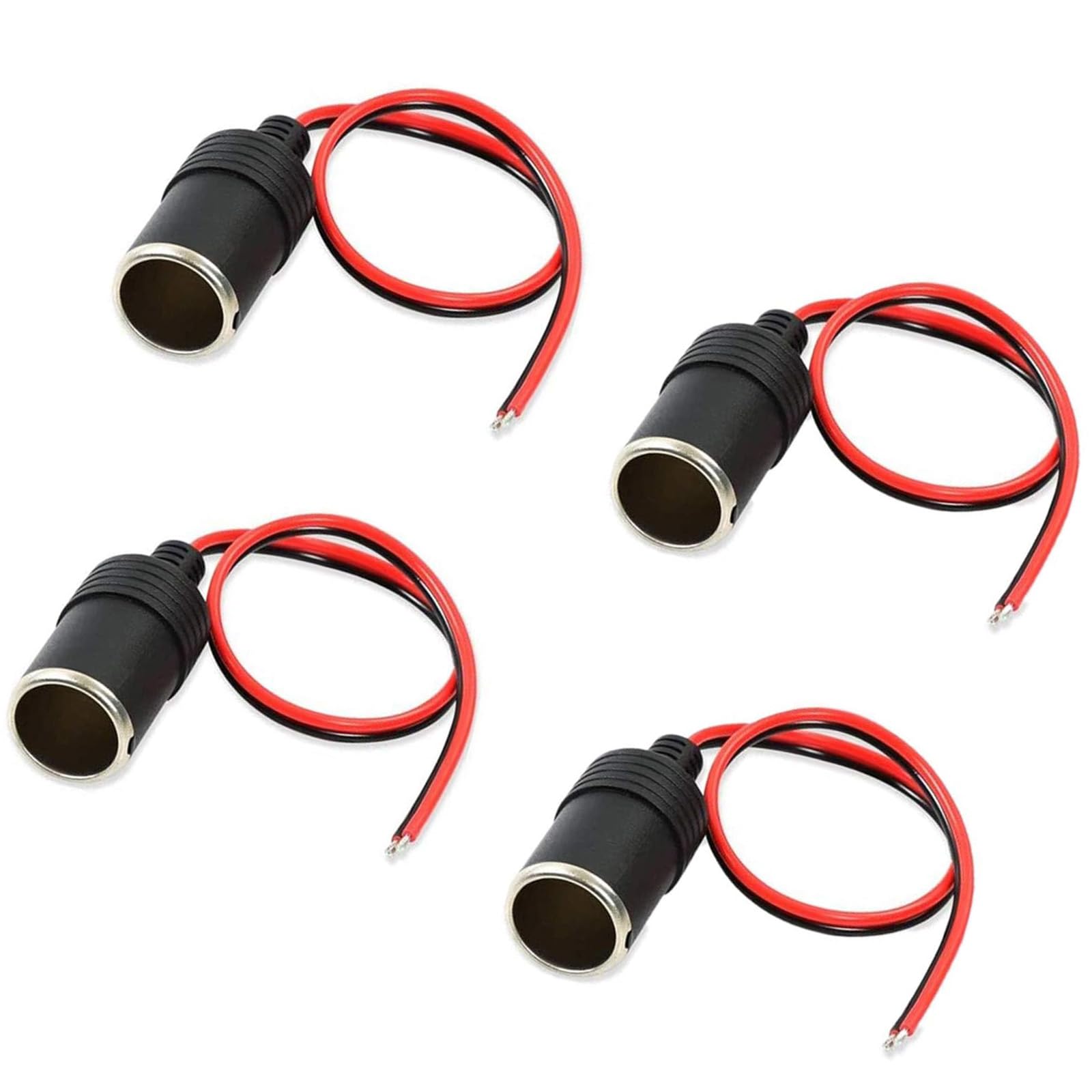 

BRIIKPP Набор розеток прикуривателя для автомобиля 4 шт., Совместим с /24В, Клеммы штекера питания, Черный, Металлический разъем, Резиновый кабель в комплекте