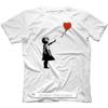 Banksy med ballong Nyhet Kortärmad Herr T-shirts 100% Bomull Rolig Urban Graffiti Konst Banksey T-shirt Bomull